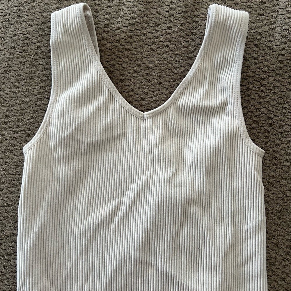 Women's 2pack Cream and blank Ribbed active wear Tank Tops
